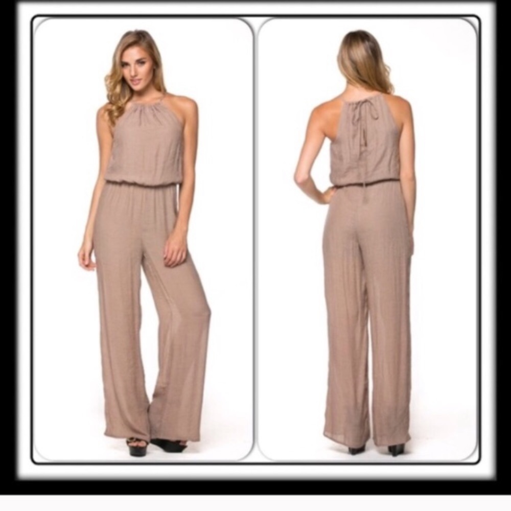 🚫SOLD🚫NWT Mocha Halter Jumpsuit